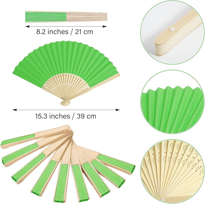 50 Pieces Paper Fans Paper Hand Fan Bamboo Folding Fan Handheld Fan Paper - Image 2