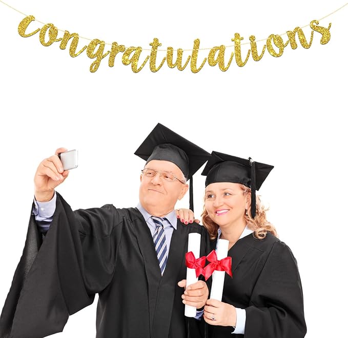 Gold Glitter Congratulations Banner - Image 4