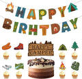 Camping Birthday Party Decoration Kit Banner Cake Topper Happy Camper Party by GLASNES