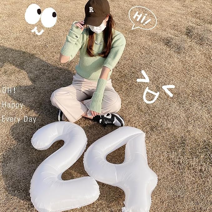 4 Balloon Numbers Birthday Decorations, 40In White Balloons - Image 2