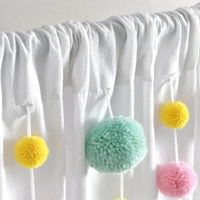 Lush Decor Boho Pom Pom Tassel Linen Textured Window Curtain Panel, Single 52" - Image 2