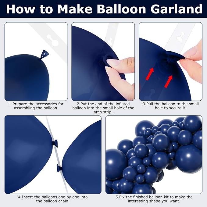 Amandir 153pcs Navy Blue Balloons Arch Garland Kit Different Sizes | 18 12 10 5 - Image 5
