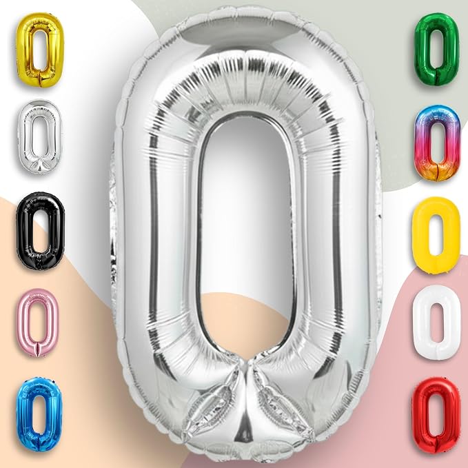 Silver Number Balloon 0 Mylar Foil Balloons 32 inch - Image 5