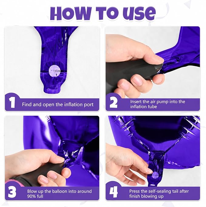 22 Inch Purple Foil Balloons, Big Round Foil Balloon - Image 7
