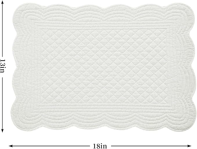 HOMBYS Quilted Placemats Set of 6 Washable-13x18 inches Rectangular Placemats - Image 2