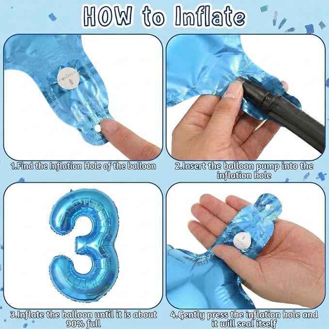 Light Blue Number 13 Balloon 40 Inch, Shiny Foil Numeral - Image 5