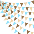 32Ft Brown Blue Party Decorations Brown Blue Pennant Banner Fabric Triangle by pinkblume