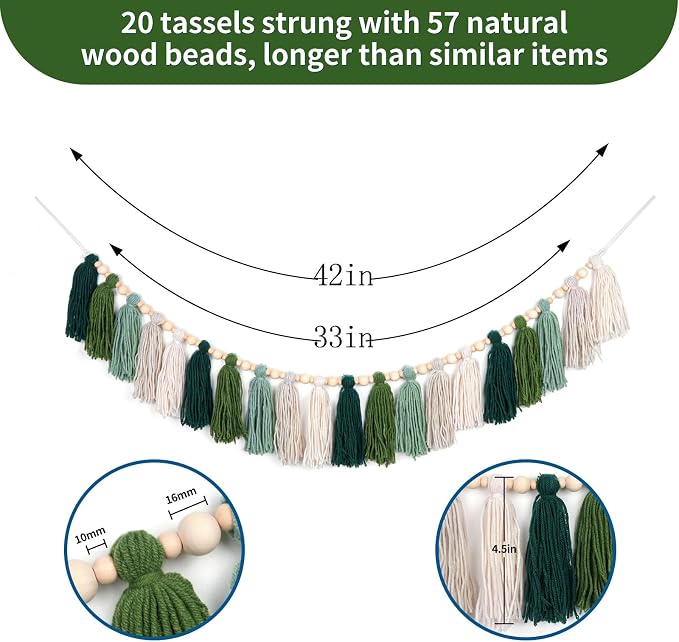 GIAUMA Green Tassel Garland - Image 3