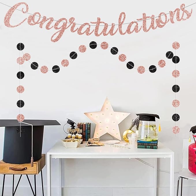 Rose Gold Congratulations Banner Sign Prestrung Congrats Banner Congratulations - Image 5