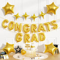 Congrats Grad Balloons, 16 Inch Gold Congrats Grad Letters Banner Balloons by FunHot