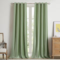 BULBUL Velvet Sage Green Blackout Curtains 84 inch Length by ModernShinyVelvetCurtains