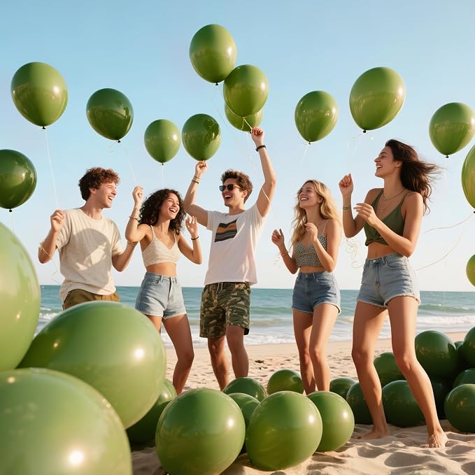 110pcs Olive Green Balloon 12 Inch, Olive Green Latex Balloons - Image 9