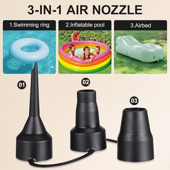 Balacoo Inflatable Nozzle Replacement, 3 Set Air Pump Replacement Nozzles | 3 - Image 2