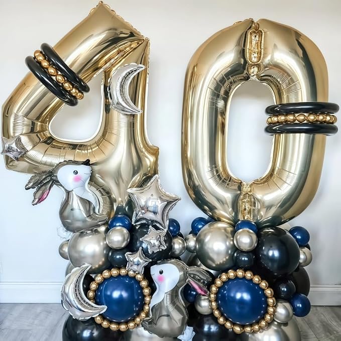 Champagne Gold 4 Balloon, 40 Inch Light Gold Number 4 Balloon Big Foil Mylar - Image 5