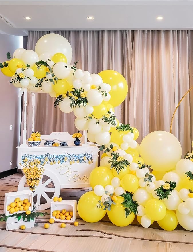 Yellow and White Balloons, Pastel Yellow and White Party Balloons | 50Pcs - Image 6