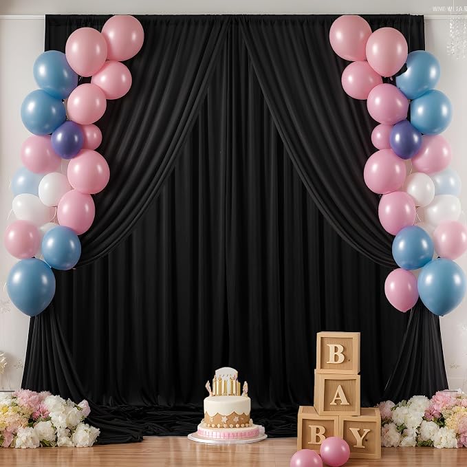 30×14ft Wrinkle Free Black Backdrop Curtain - Image 8