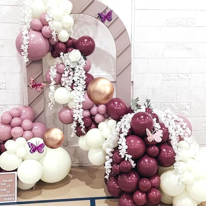 Dark Purple White Gold Balloon Garland Arch Kit - Image 4