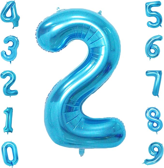 Blue 2 Number Balloon, 40 Inch, Mylar Foil, by Unknown