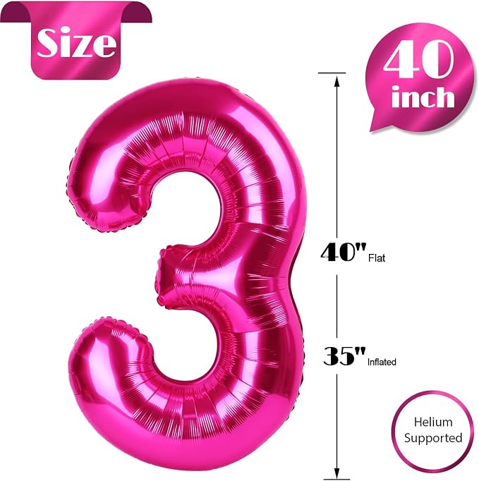 Hot Pink 3 Balloon - Image 5