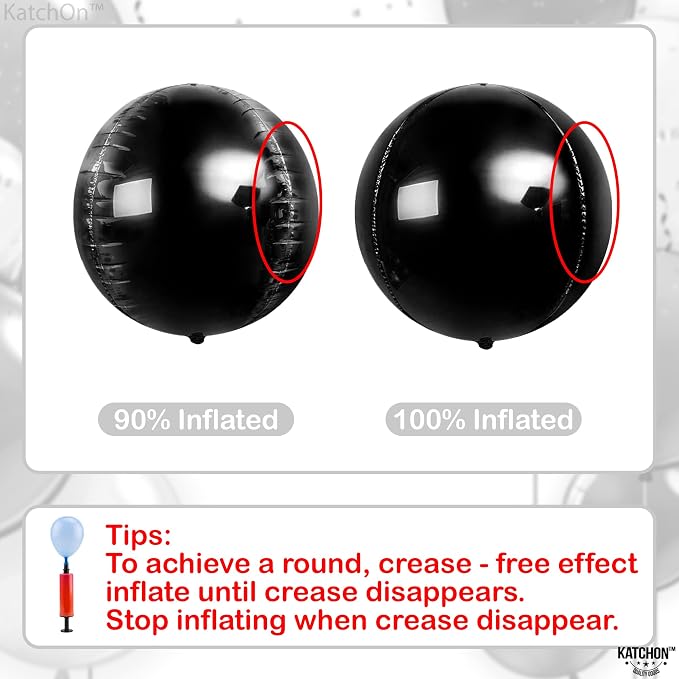 KatchOn, Huge Black Mylar Round Foil Balloons, 22 Inch - Image 4