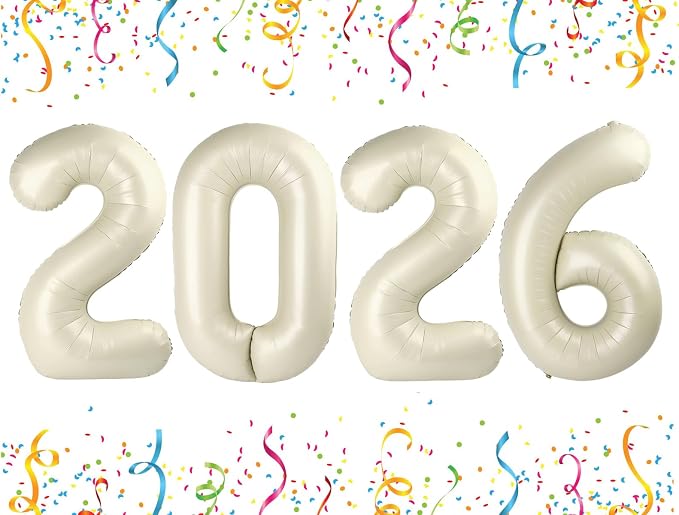 2026 Balloon Numbers Party Decorations, 40In Cream Balloons by Mluchee