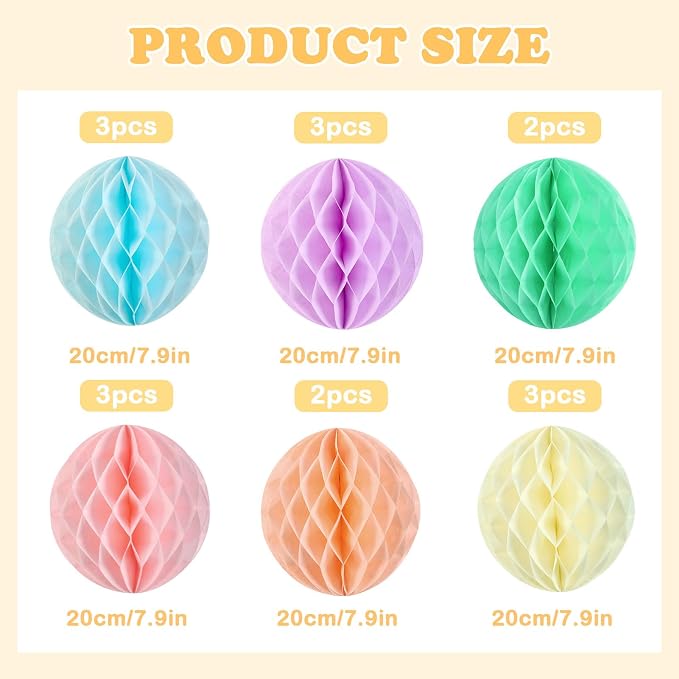 Hanging Honeycomb Decorations, Pastel Party Decorations, Macaron Birthday - Image 2