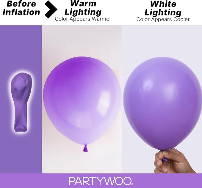 PartyWoo Purple Balloons 140pcs Different Sizes of 18 12 10 5 Inch | Balloons - Image 3