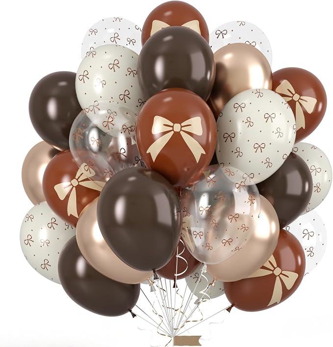 Brown Bow Balloons, Neutral Brown Balloons 50pcs 12 Inch Dark Coffee Tan by Sowide