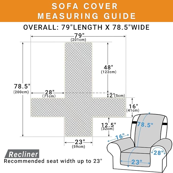 XINEAGE Water Resistant Recliner Cover, Nonslip Recliner Chair Covers - Image 5