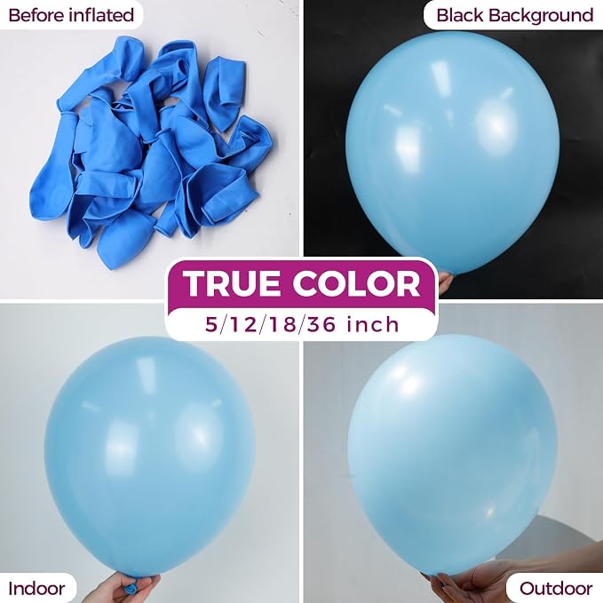 Bezente Blue Balloons 18 Inch 30 Pack Latex Large Thick | Light Blue Balloons - Image 2