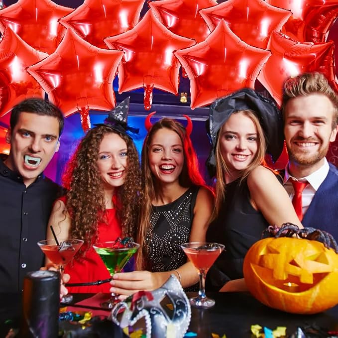 TONIFUL 30 Pcs Star Shaped Balloons 18 Inch Large Red Foil Balloons | Big - Image 4