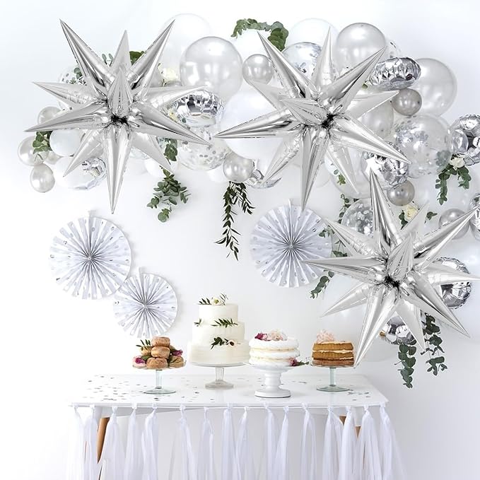 72 Pcs Star Balloons Foil Explosion Balloons Magic 12 Point Star Cone Balloon - Image 3