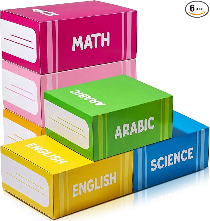Geyoga 6 Pcs Back to School Decorative Boxes Set 15.8 x 9.8 x 3.9'' Large Book by Geyoga