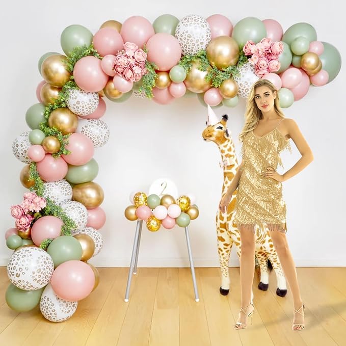 Sage Green and Pink Balloons, 12Inch 60pcs Floral Baby in Bloom Balloon | Dusty - Image 3