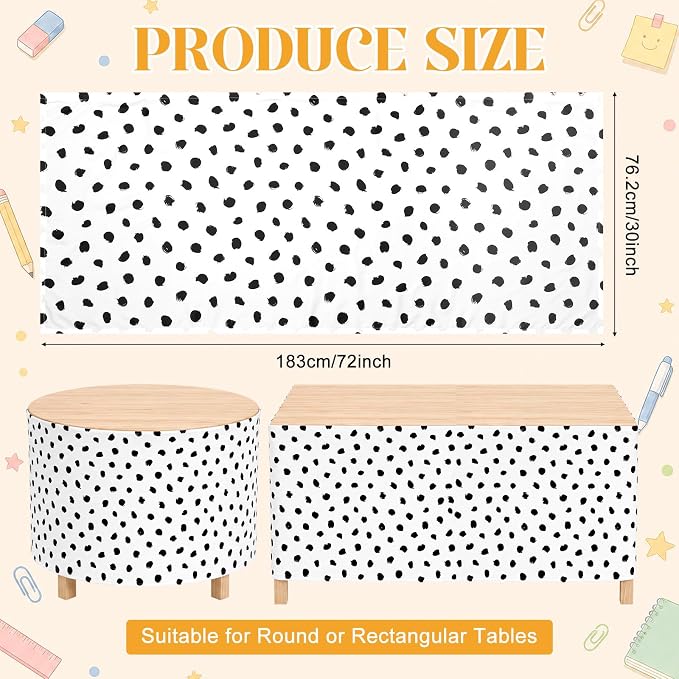 Irenare 2 Pcs 6Ft Dot Table Skirt and Tassels Garland - Image 2