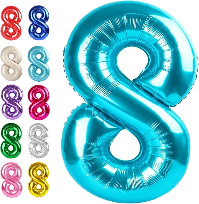 Blue Number 8 Balloon 40 inch, Balloon numbers party supplies, deco photo shoot by Upgesy