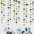 Blue Gold Green Decorations Circle Dots Garland Metallic Gold Navy Blue by pinkblume