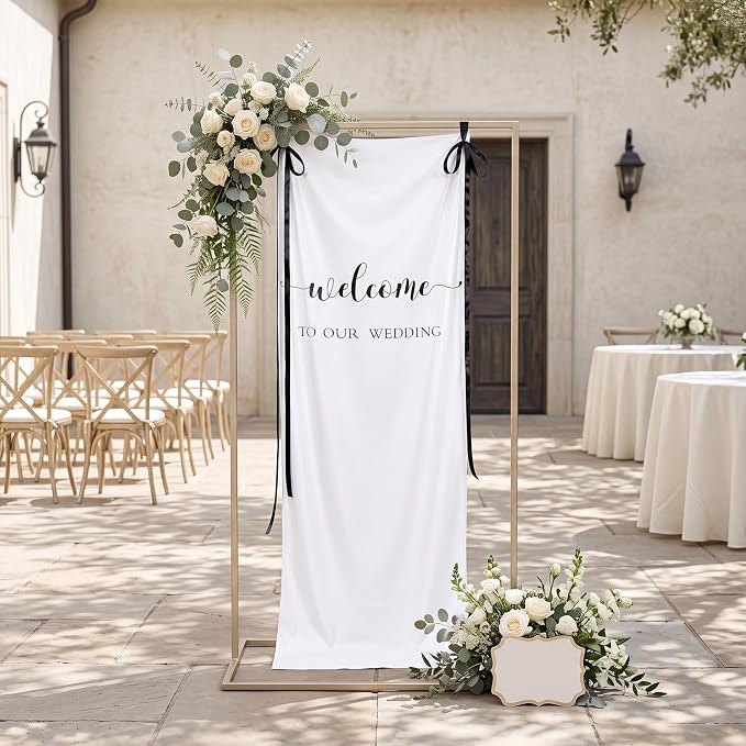 Tingjoo 27 × 78 Inch Welcome to Our Wedding Fabric Banner Long Wedding Party - Image 6