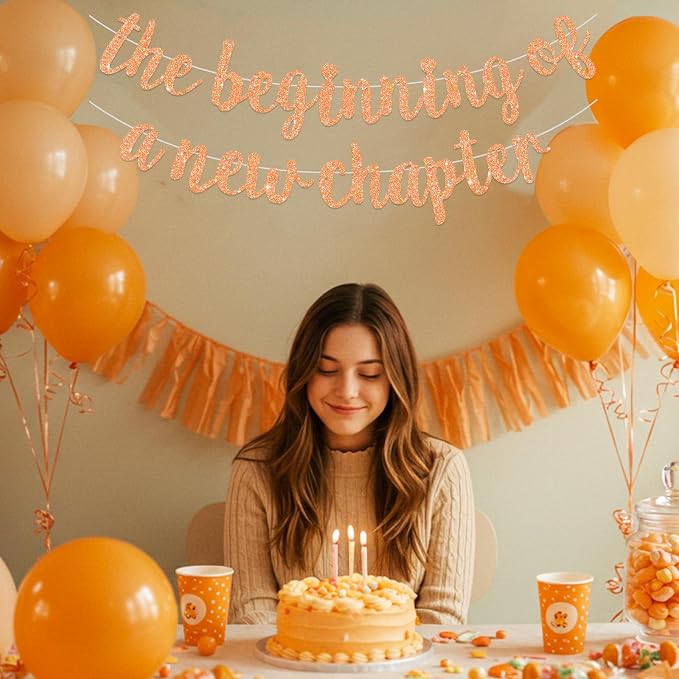 BEISHIDA Light Orange Pre-Strung The Beginning of A New Chapter Banner | Glitter - Image 5