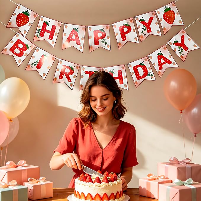 MEETINGU Strawberry Birthday Banner - Image 6