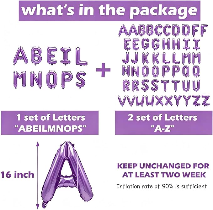 62 Pcs Pastel Purple Letter Balloons, Custom 2 Set A-Z Set - Image 3