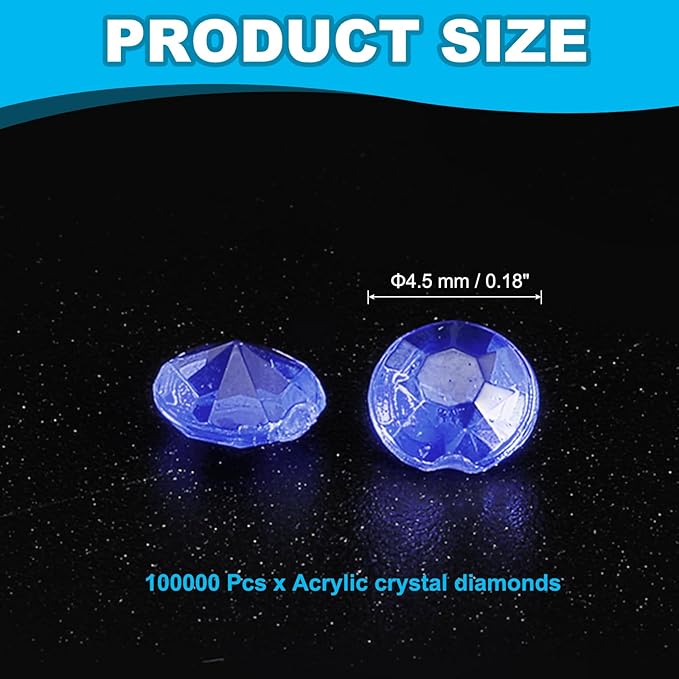PATIKIL 10000 Pcs Wedding Table Scatter Confetti Crystals 4.5 mm Acrylic Diamonds Vase Fillers Gems for Table Centerpiece Decorations Party Vase Beads, Sapphire Blue