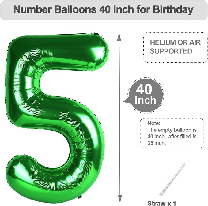 Numbers 14 Balloon 40Inch Dark Green Balloon - Image 5