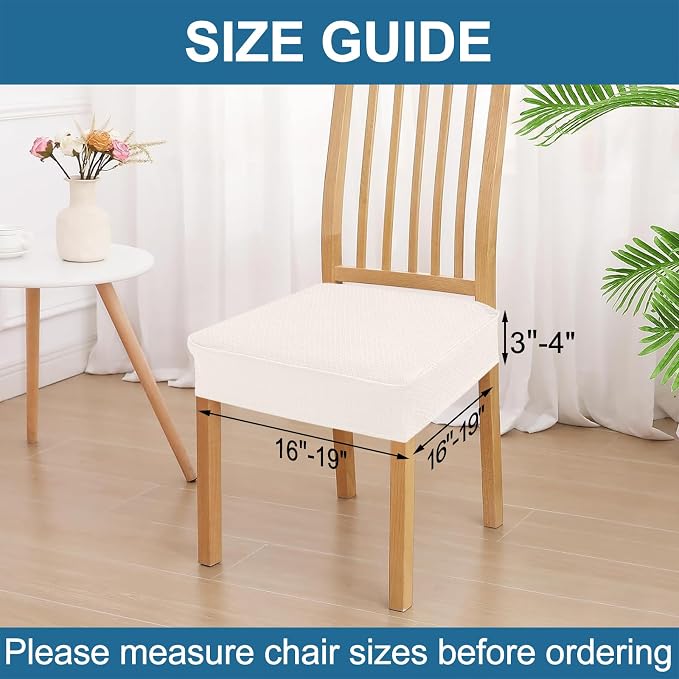 Smiry Waterproof Seat Covers for Dining Room Chairs, No Rear Covers | Stretch - Image 2