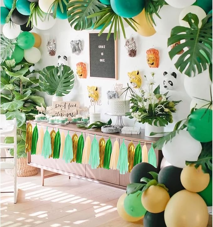Moss Green Tassel Garland 20 Pcs, Tissue Paper Tassels Garland Banner - Image 4