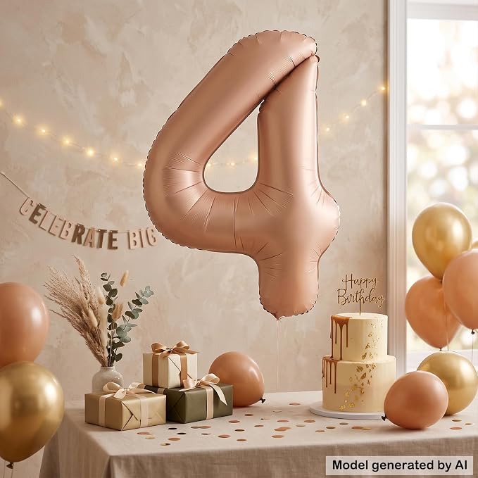 40 Inch Caramel Foil Number 4 Balloon - Image 3