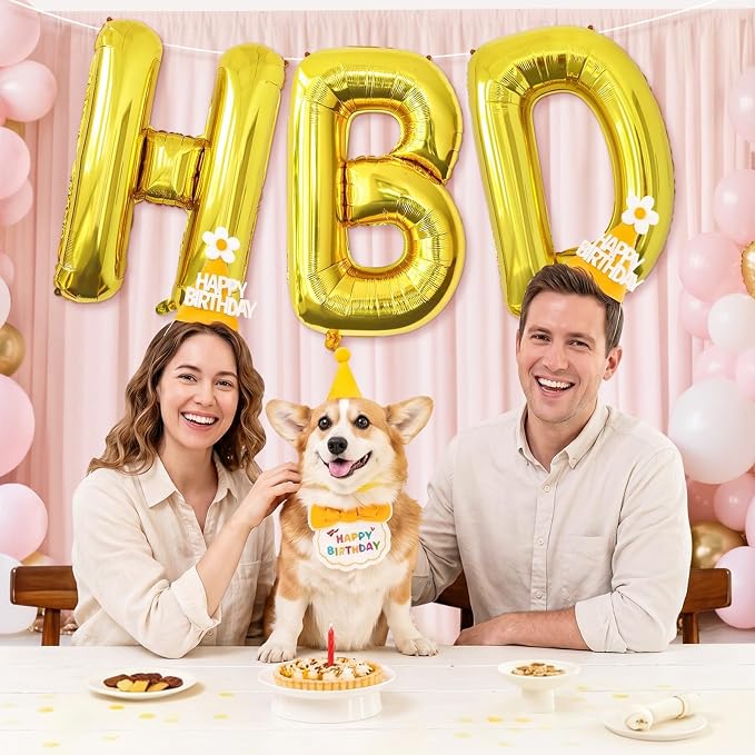 Gold HBD Balloons, HBD Foil Letter Balloon - Image 5