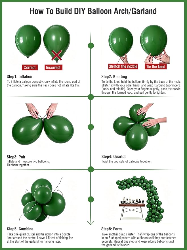 Green Balloons 12 Inch 60 Pcs Dark Green Latex Balloons - Image 4