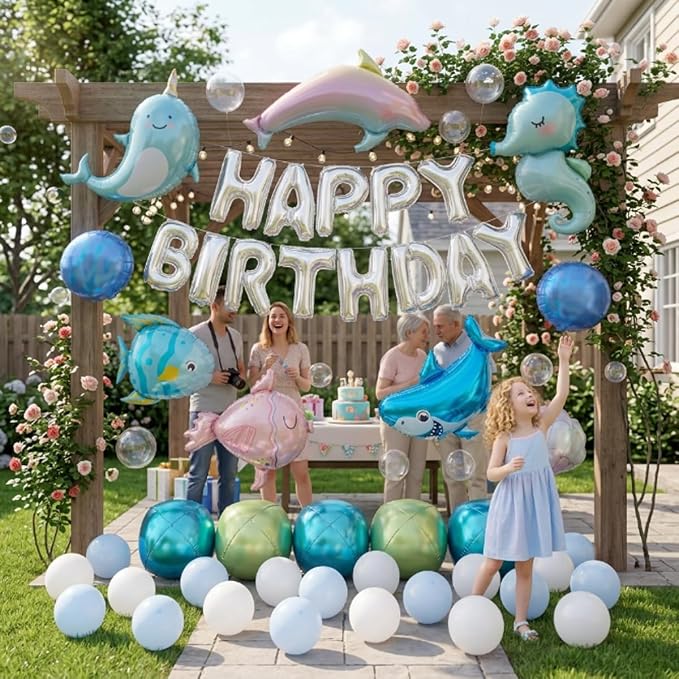 41 PCS Happy Birthday Under the Sea Foil Balloon Party Decorations Kit - Image 3