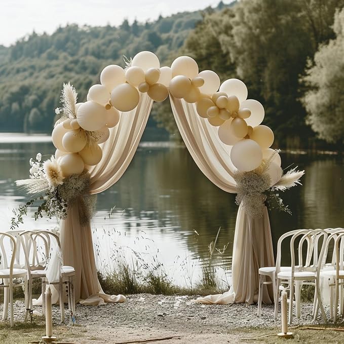 Nude Wedding Arch Draping Fabric Backdrop Drapes Sheer 3 Panels | 28.7"x20FT - Image 4